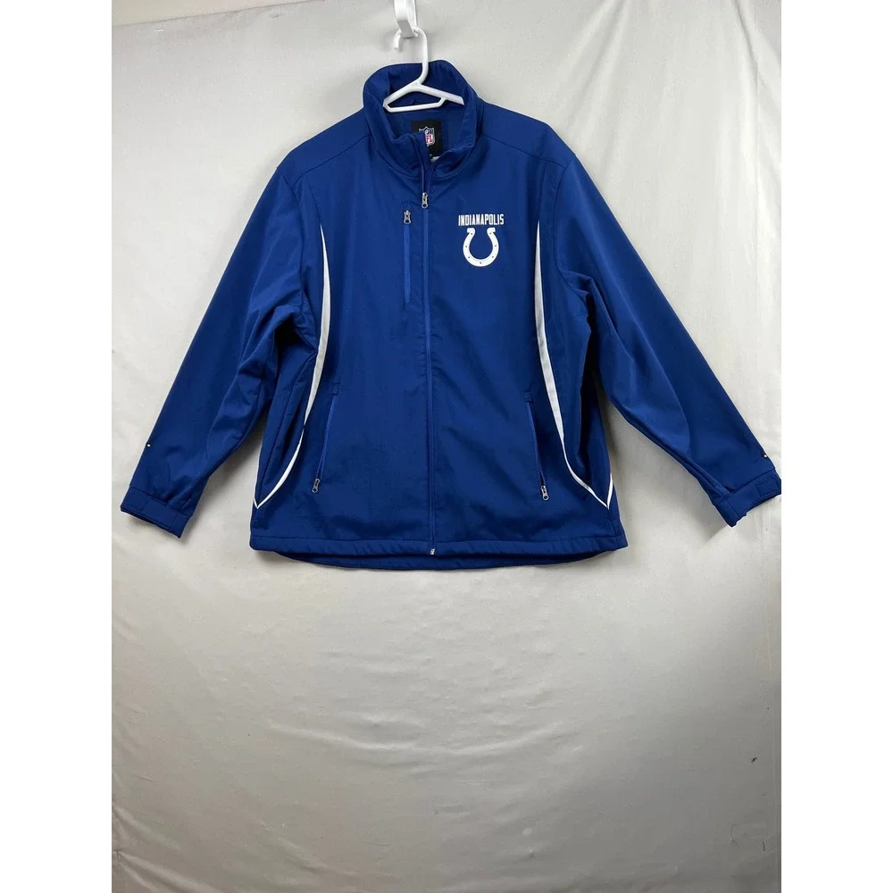 NFL Indianapolis Colts Jacket Mens 3XL Blue Excellent Softshell Full Zip Fleece